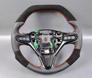 HONDA CIVIC FD FN2 STREAM Pistol Grip SUEDE PERFORATED MULTIMEDIA STEERING WHEEL - Picture 1 of 24
