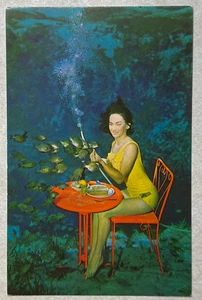 H247 AK Weeki Wachee Florida FL Meerjungfrau Dame isst unter Wasser - Bild 1 von 2