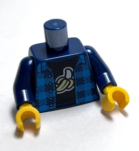 Lego - Minifigur Torso - dunkelblau, kariert, Banane - Bild 1 von 2