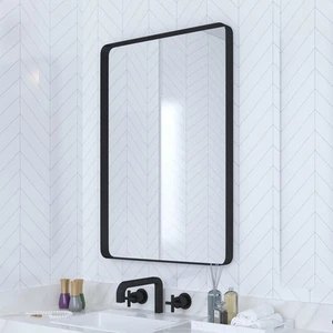 Espejo de baño negro para pared, 18 x 26 pulgadas redondeado rectangular con marco de metal B... - Imagen 1 de 6