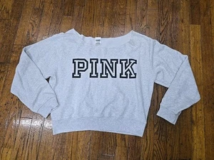 Victoria Secret schulterfreies Sweatshirt rosa kurz geschnitten Oberteil Größe Large - Bild 1 von 5