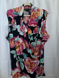 CJ Banks Womens 2X Sleeveless Floral Top - Picture 1 of 5