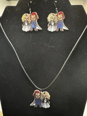 Juego de pendientes y collar Chucky y novia de Chucky - Horror Halloween Foto 1 de 4