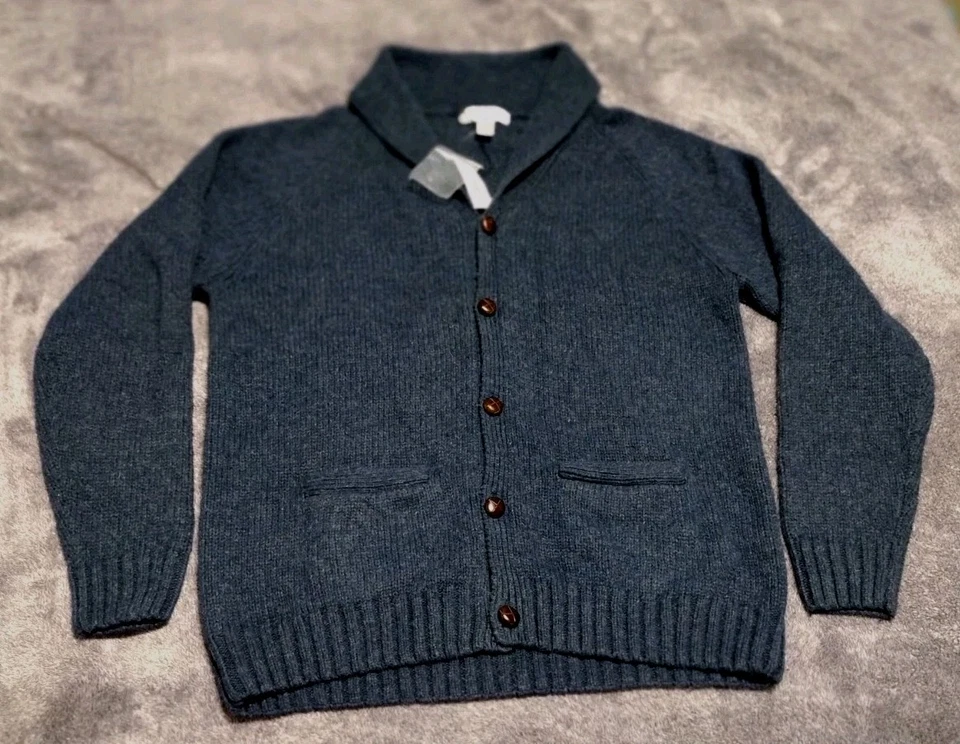Cárdigan Suéter Turnbury Lambs Mezcla de Lana Para Hombres L Azul Obsidiana Hecho a Mano Botón Nuevo con Etiquetas Foto 1 de 4