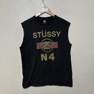 Stussy Herren Größe Medium Y2k Hip Hop schwarz N4 ärmelloses T-Shirt - Bild 1 von 5