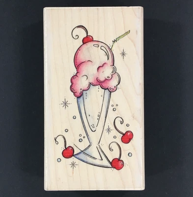 Whipper Snapper Super Sundae Ice Cream Cherry Wood Mounted Rubber Stamp - Image 1 of 4