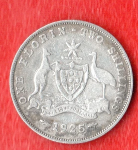 AUSTRALIA FLORIN 1925 SILVER - Picture 1 of 2