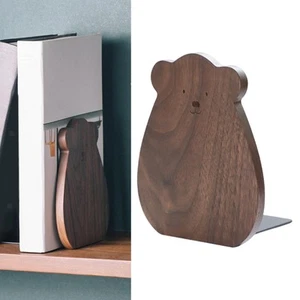 Solid Wood Book Ends Stopper Bookshelf Holder Book Support Organiser for Kid - Picture 1 of 7