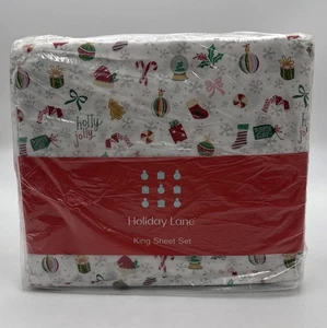 Holiday Lane Holiday Icons King Blatt Set. 100% Baumwolle. UVP 125 $ - Bild 1 von 3