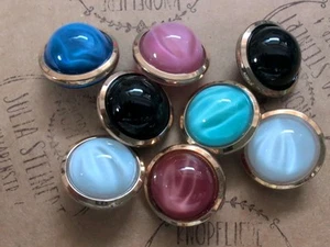 ♥Nr.BS101-Vintage Glasknöpfe Mix Mondschein Neugablonz DM 18 mm 8 St♥ - Bild 1 von 2