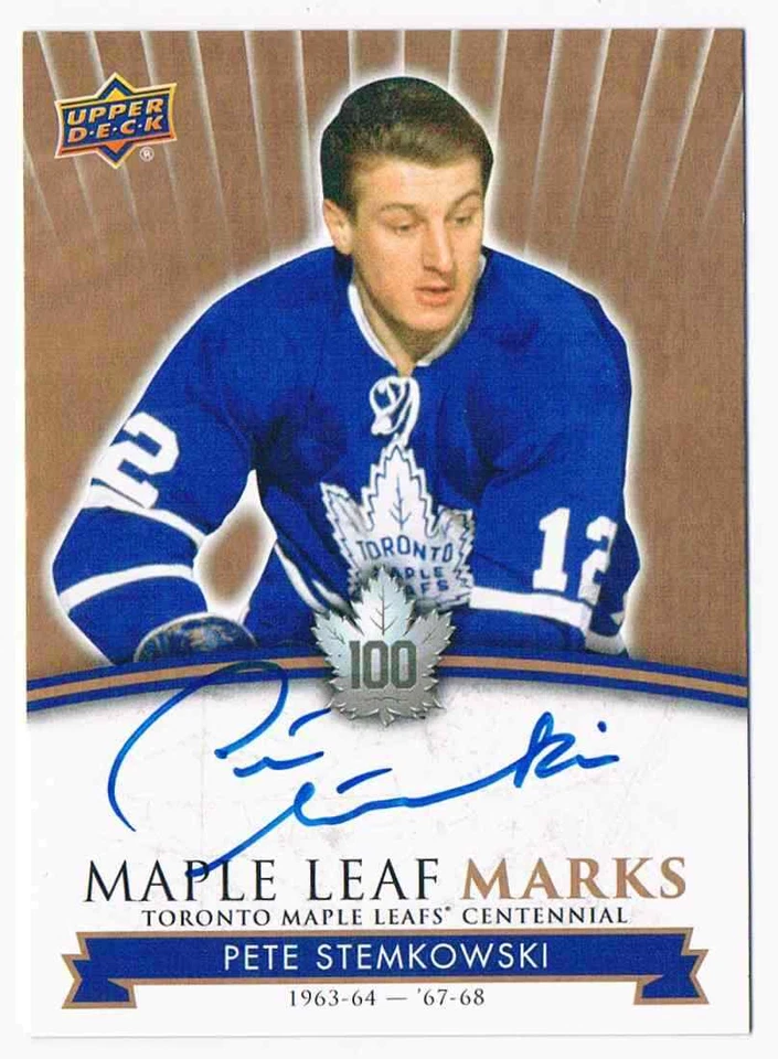 2017-18 UPPER DECK CENTENNIAL MARKS PETE STEMKOWSKI TORONTO MAPLE LEAFS #MLM-PS - Image 1 of 2