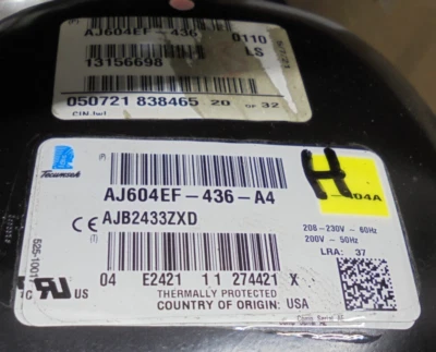 Tecumseh AJ604EF-436-A4 Reciprocating Compressor R-404A - Image 1 of 4