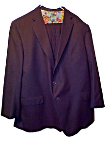 Edwar A Zeineh EXCL mens dark gray S/pinstripe suit 52 Chest jacket 44 slacks BR