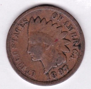 1897 INDIAN HEAD CENT in GOOD condition :~ PLEASE SEE THE SCAN       stk 97-11 - Picture 1 of 4