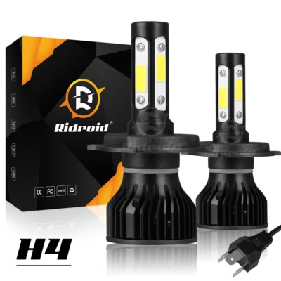 RIDROID 4-Side H4 9003 LED Headlight High Low Beam Conversion Kit Canbus 6000K HID White
