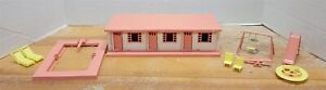 Vtg Plasticville Roadside Motel w/Pool Chairs Playground Railroad Model Train