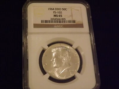 1964  50C       Kennedy   Half Dollar   DDO        NGC  MS 65 - Image 1 of 2