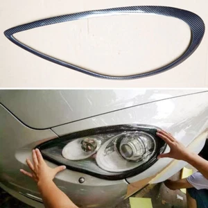 Carbon Fiber Headlight Eyebrows Eyelid Trim Sticker For Porsche Panamera 09-13 - Picture 1 of 11