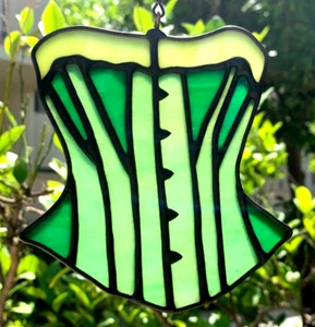 VICTORIAN CORSET Authentic Stained Glass SUNCATCHER Unique Womens Christmas Gift - Foto 1 di 24