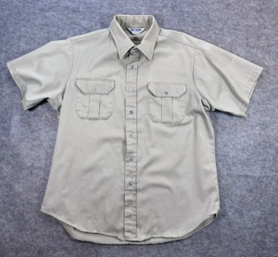 复古 Lion 男式 L 消防员纽扣美国制造 2 口袋 Safari — 第 1/4 张图片