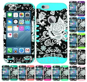 Funda protectora híbrida de silicona para Apple iPhone 6/6S KoolKase - flor rosa negra 37 - Imagen 1 de 15