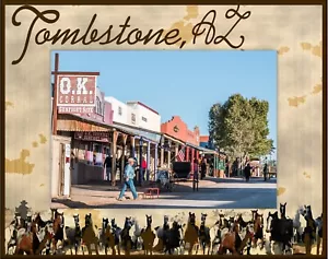 Marco de imagen de madera grabado con láser de Tombstone Arizona (4 x 6) - Imagen 1 de 2