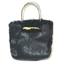 BALENCIAGA Fur Tote Hand Bag Black