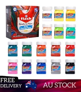 Acrylic Pouring Paint Set 16 Colours X 50mL FLASH Fluid Artist Student Painting - Picture 1 of 6