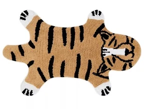 Tiger-Shaped Bath Rug By Marmalade 21"x34" 100% Cotton Brown/Black/White - Picture 1 of 8