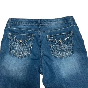 Nine West Women’s Straight Leg Embellished Pockets Blue Jeans - Size 8 - Picture 1 of 14