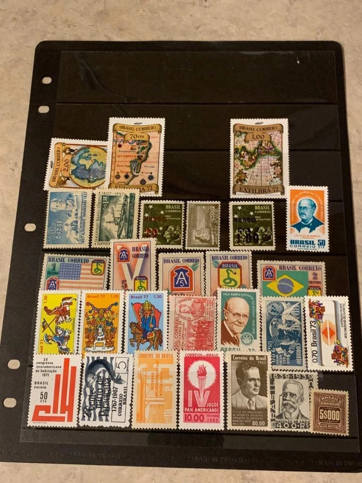 Brazil Postage Lot All Different Approx 28 Stamps Mint Hinged SKU# 34701 - Image 1 of 1