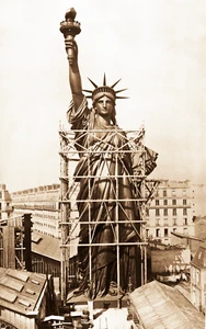 Statue of Liberty under Construction in Paris France Photo Poster Art Print - Picture 1 of 2