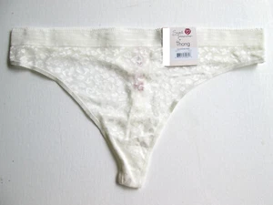 Size XXL 9/2X NWT Secret Treasures Cream Leopard Lace Thong Panty Underwear Plus - Picture 1 of 4