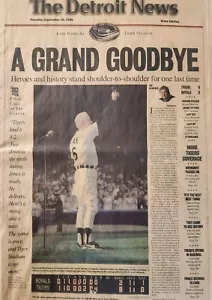 1999 Detroit News Tigers Baseball Ein großer Abschied Hall of Famer Al Kaline ganz - Bild 1 von 14