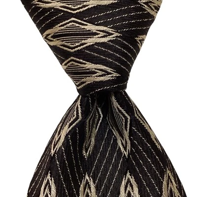 Corbata HUGO BOSS Para Hombres 100% Seda 59 1/8" ITALIA Diseñador Geométrica Negra/Gris Usada en Excelente Condición Foto 1 de 3