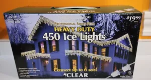 450 Steady/Flashing Ice/Icicle Christmas Clear Lights White Wire 26' In/Outdoor - Picture 1 of 3