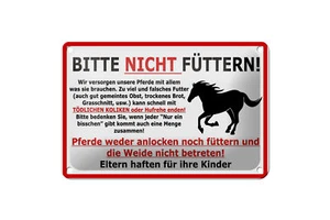 Blechschild Warnschild 18x12cm (Pferd) Bitte nicht füttern Deko Schild - Bild 1 von 5