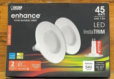 Feit Electric Recessed Downlight 45W Equivalent 7.2 Watt Fits 4" Cans Dimmable - Image 1 of 4