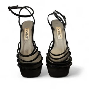 Caparros Vintage 90s Black Sequin Strappy Heels sz 7 - Picture 1 of 8