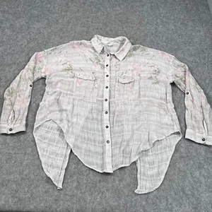 Free People Shibori Lilac Floral Siren Button Down Top Women's Size Medium - Picture 1 of 7