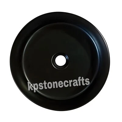 Lavabo lavabo redondo de mármol negro - Lavabo de baño con forma de neumático de 16" Foto 1 de 4