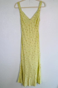 Gerücht Kleid Damen XS Sunnyside Midi Blumen Sommerkleid Slip Boho Landhaus gelb - Bild 1 von 10