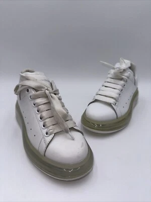 Alexander McQueen Women’s Chunky Clear Sole Sneakers White Leather Size 36.5 - Image 1 of 4