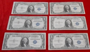 (6)  1935 $1 SILVER CERTIFICATE NOTES - (5) G and (1) H various #'s VF - Picture 1 of 6