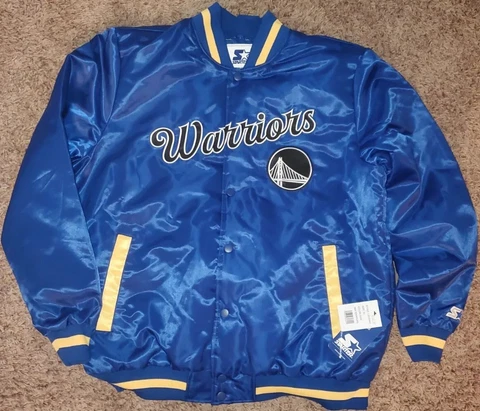 Golden State Warriors Quilt Lined Front Snap Starter Jacket XL DUB CITY Cover
