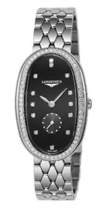 Longines Symphonette Steel Black Dial Diamonds Quartz Womens Watch L2.307.0.57.6 - Picture 1 of 3
