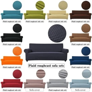 1/2/3/4 Seater Slipcover Solid Color Sofa Covers Stretch Couch Protector UK NEW - Picture 1 of 22