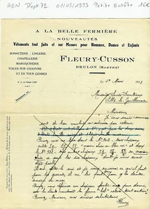 Dépt 72 - Brulon - Petite Entête Secteur de la Mode du 01/03/1933 - Bild 1 von 1