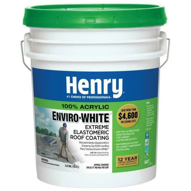 Henry HE687406 687 100% Acrylic Enviro Extreme Elastomeric Roof Coating - White
