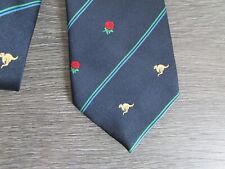 England Red Rose & Australia Kangeroo Motif Rugby Union Tie by Rugby Gifts